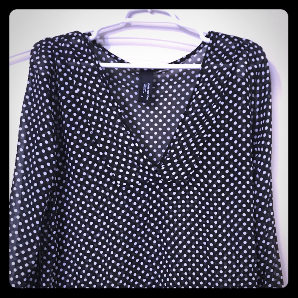 Jones New York B/W Sheer Polka Dot Swim Cover-Up
